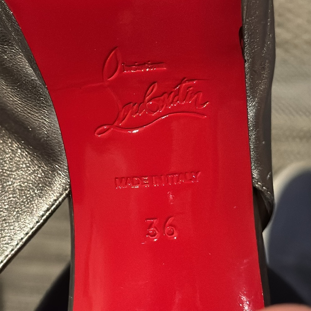 Christian Louboutin metallic slingback open toe platform heel sandal - Picture 7 of 9